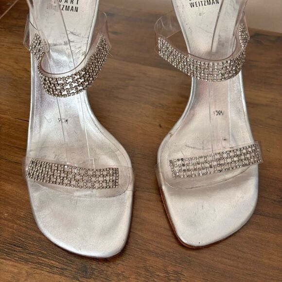 Stuart Weitzman Clear Embellished  Heel Sandals - Picture 3 of 8